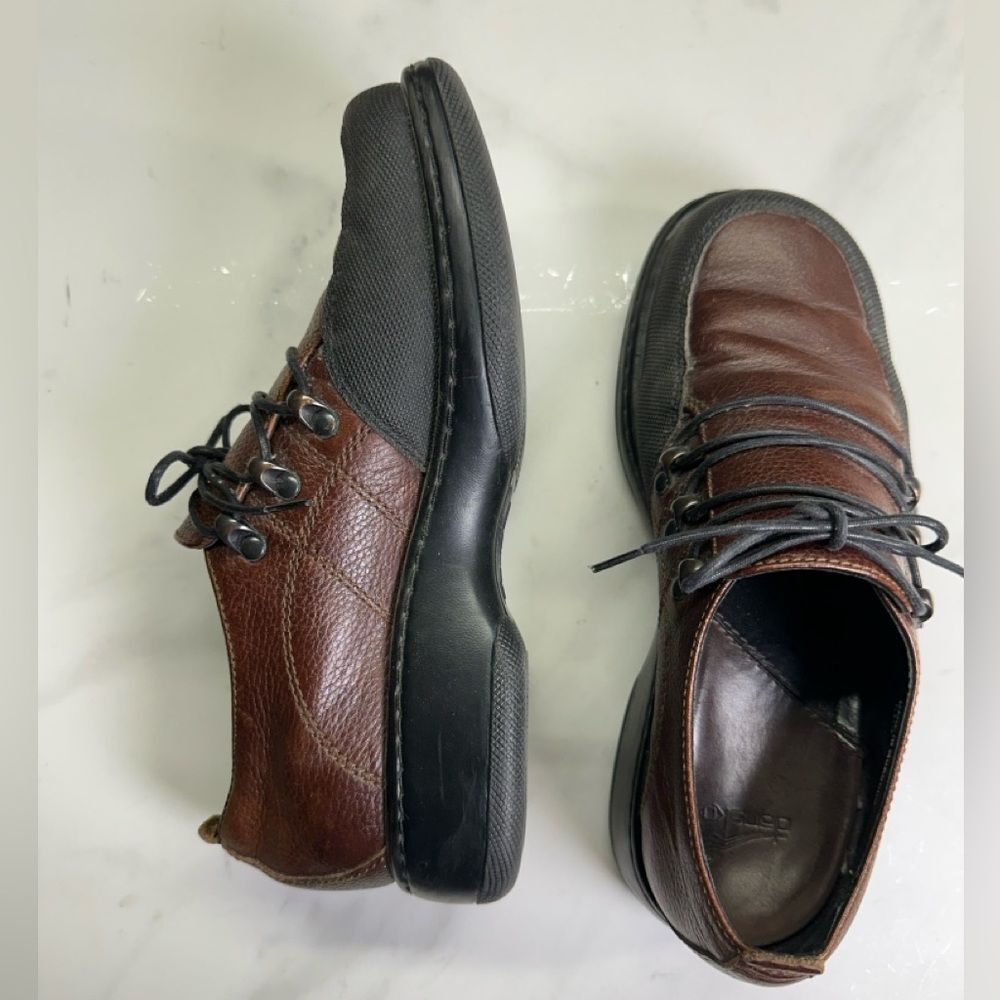 Dansko Janika Oxford Lace Up Shoes, Brown Leather Comfort Slip Ons, Women 7.5-8